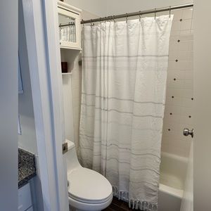 Woven Stripe Tassel Shower Curtain